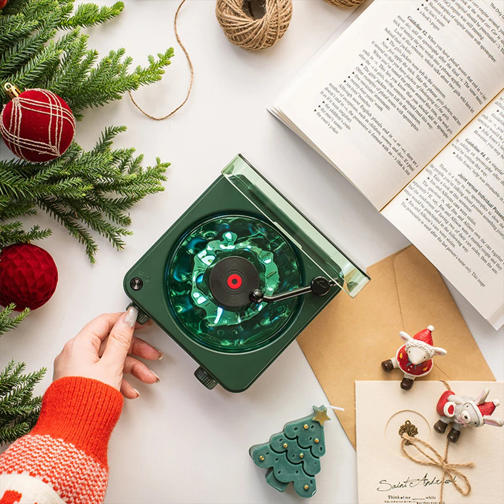 Vinyl Player Bluetooth Speaker with White Noise Retro Turntable Speaker Sleep Aid Speaker with RGB Light