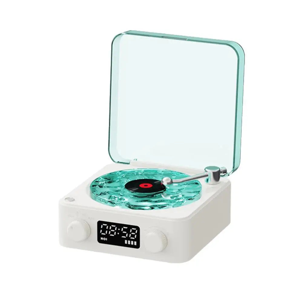 Retro Turntable Speaker With White Noise Wireless Bluetooth Vinyl Record Player Stereo Sound RGB Projection Lamp Effect ﻿